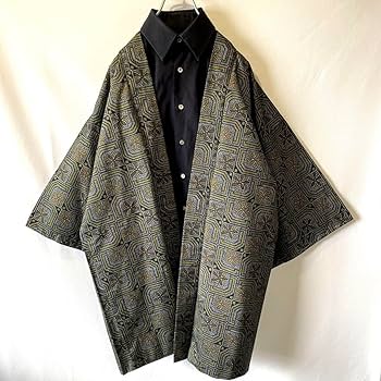 古着 vintage 着物 kimonoカーディガン 羽織り総柄 ブラック 着物カーディガン 羽織 古着 モード シャドーアート 総柄 黒